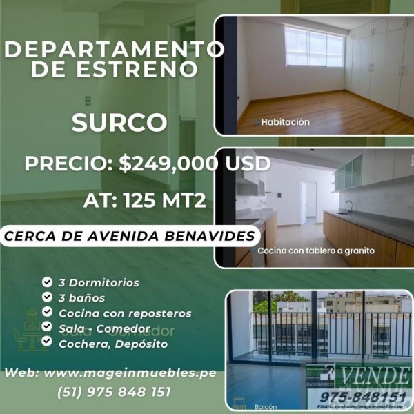 Foto Departamento en Venta en Santiago De Surco, Lima - U$D 382.000 - DEV40097 - BienesOnLine