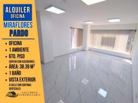 Alquiler Miraflores PARDO - Oficina de 1 Ambiente + 1 Baño - Área: 38.39m²