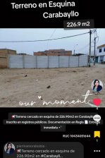 Terreno en esquina en Carabayllo en venta - Inscrito en registros públicos - Libre de hipoteca