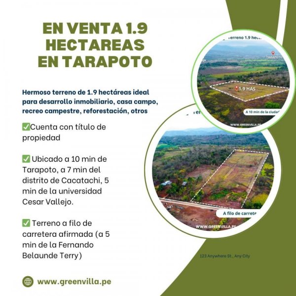 Foto Terreno en Venta en Tarapoto, Tarapoto, San Martin - S/. 615.000 - TEV40179 - BienesOnLine