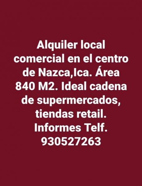 Alquilamos en el centro de la ciudad de Nazca 