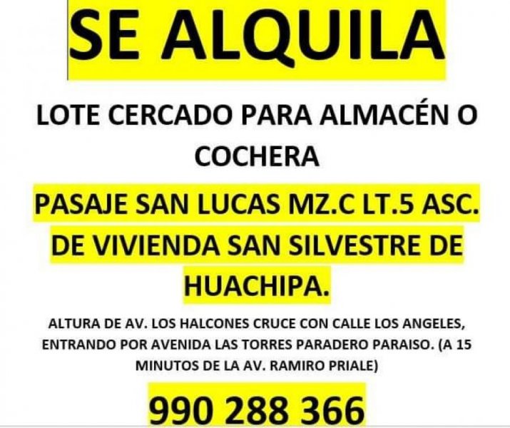 Terreno en Alquiler en HUACHIPA HUACHIPA, Lima