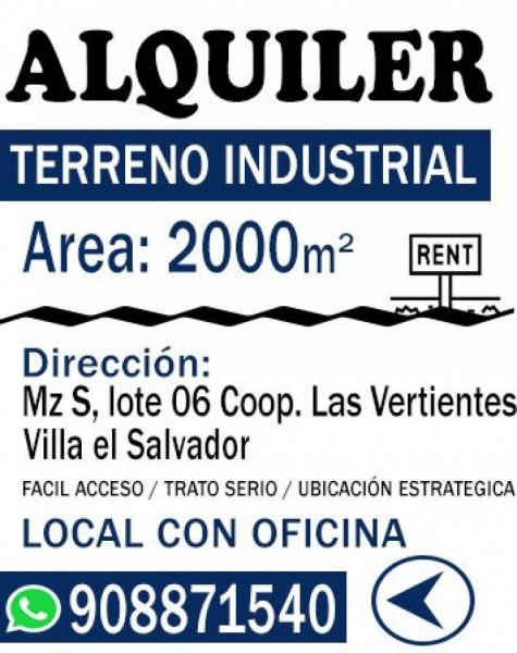 Terreno en Alquiler en Villa el Salvador Villa El Salvador, Lima