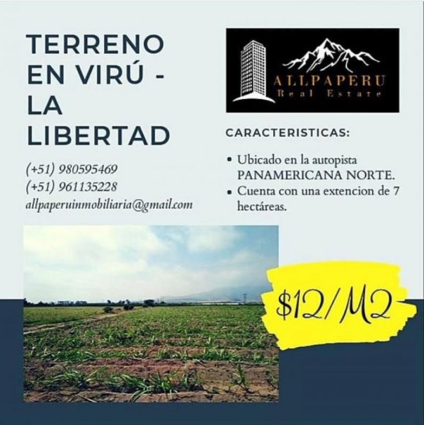 Foto Terreno en Venta en Virú, Viru, Viru - 7 hectareas - U$D 839.998 - TEV30103 - BienesOnLine