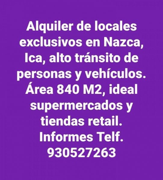 Exclusivo local comercial en el centro de Nazca 