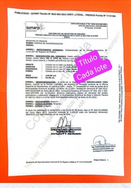 Terreno en Venta en  Rioja, Rioja