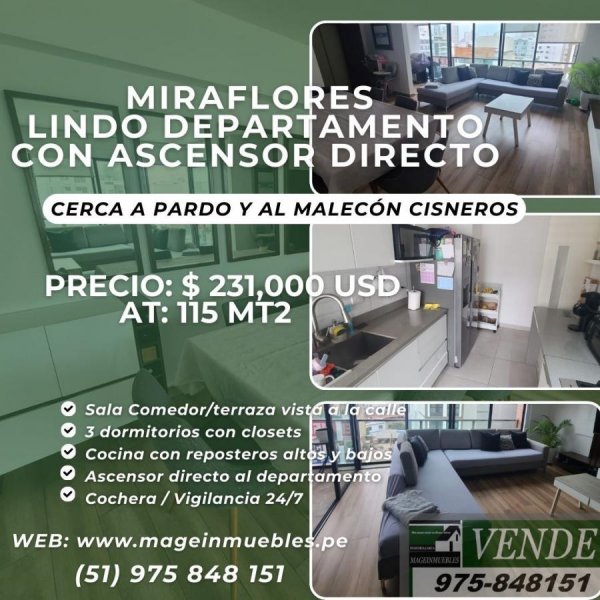 Foto Departamento en Venta en Miraflores, Lima - U$D 231.000 - DEV40084 - BienesOnLine