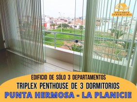 Punta Hermosa - TRIPLEX PENTHOUSE Frente a Parque de 3 Dorm + 2 Cocheras + Piscina + 3 Balcones
