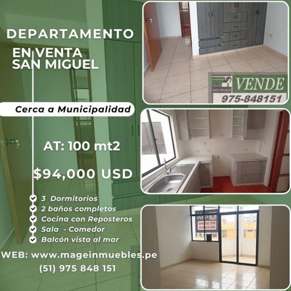 Departamento en Venta en  San Miguel, Lima