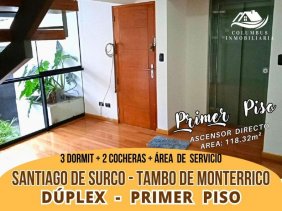 Surco TAMBO DE MONTERRICO - DUPLEX Primer Piso de 3 Dorm + 2 Cocheras